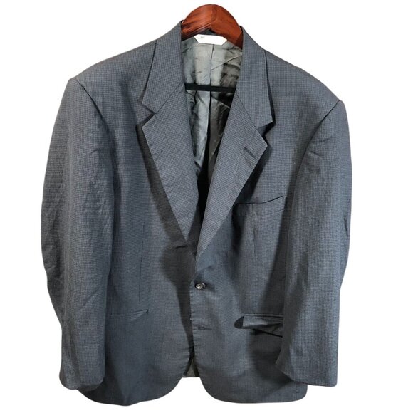 Evan-Picone Mens Suit Blazeer Jacket 42R Wool Gray Houndstooth Single-Breasted - Picture 1 of 15